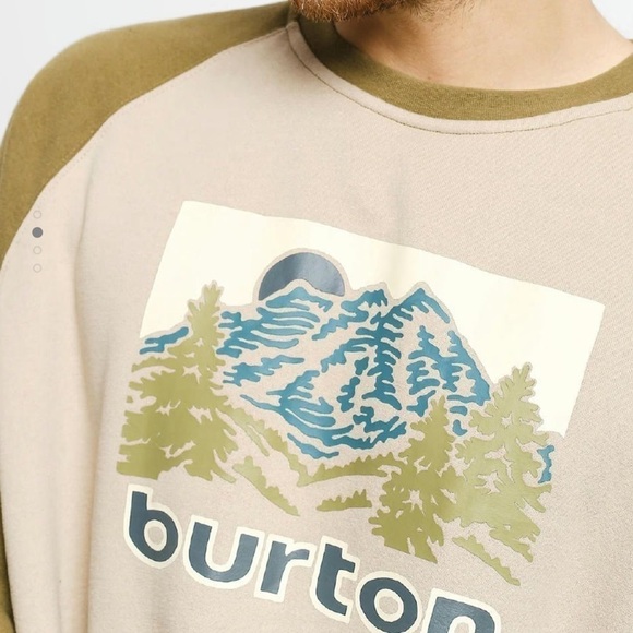 Burton Weir Sweatshirt Fleece Crew Neck Pullover Raglan Landscape Outdoor Tan S - Picture 3 of 12